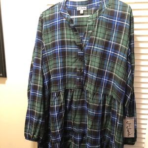J for Justify Green and blue flannel dress